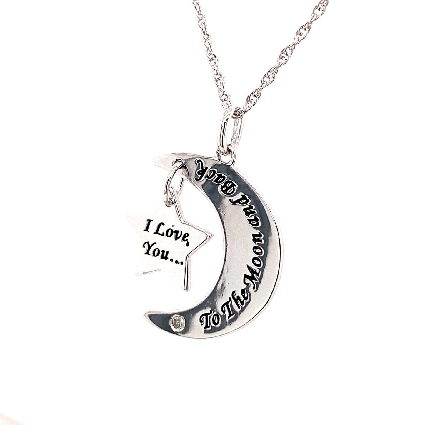 Eternal Elegance "I Love You To The Moon and Back" Sterling Silver Necklace