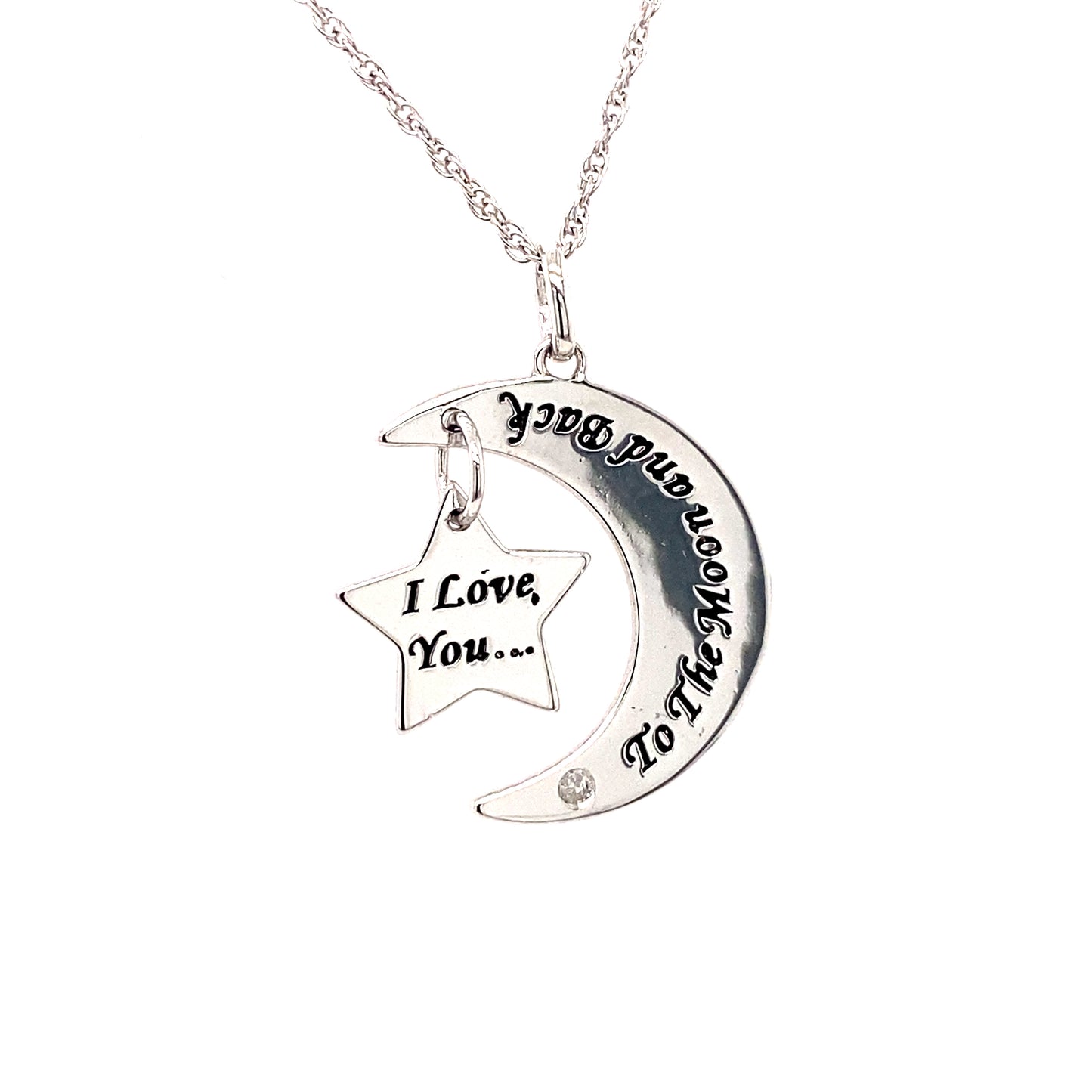 Eternal Elegance "I Love You To The Moon and Back" Sterling Silver Necklace