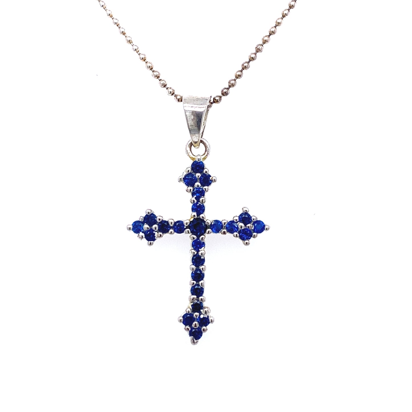 Eternal Elegance Sapphire Sterling Silver Cross Necklace