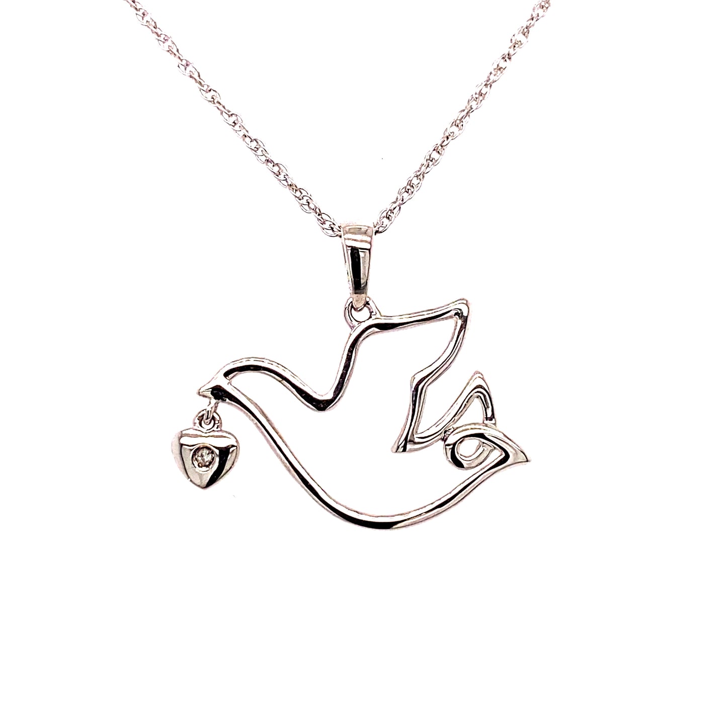 Eternal Elegance Diamond Sterling Silver Dove Necklace