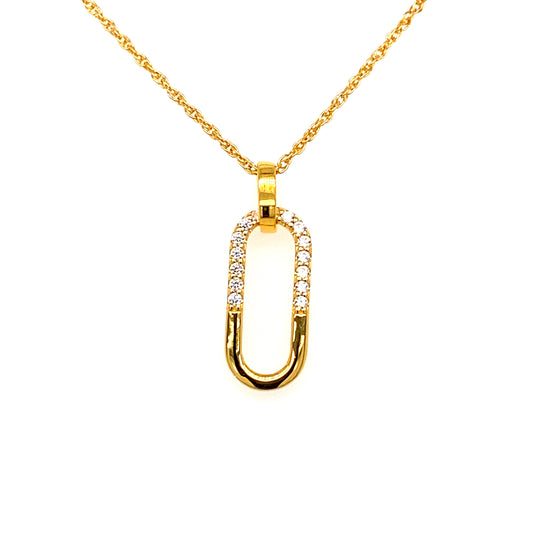 Silver Elegance CZ Yellow Gold Plated Sterling Silver Pendant & Necklace