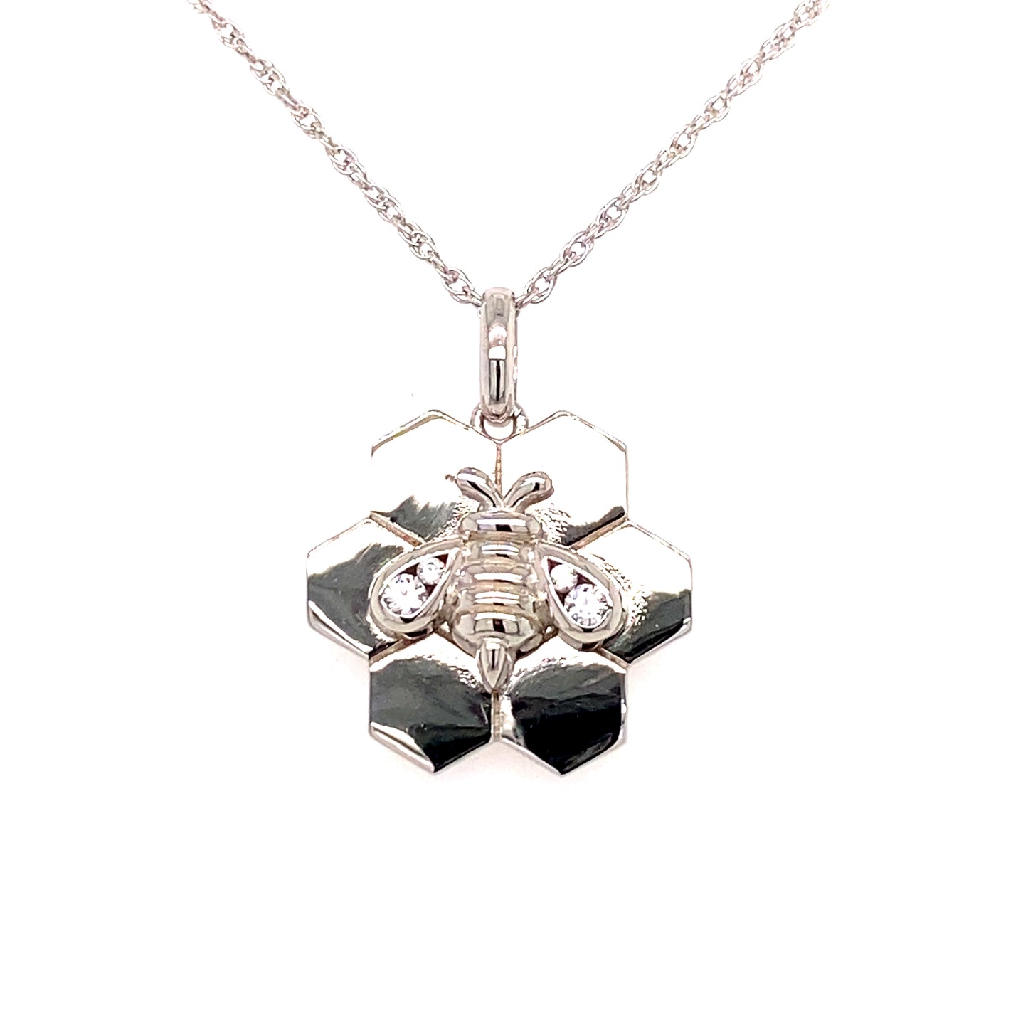 Silver Elegance CZ Sterling Silver Bee Pendant & Necklace