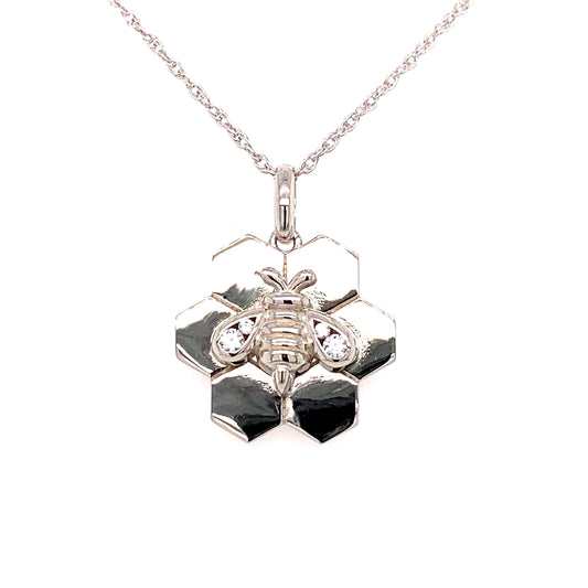 Silver Elegance CZ Sterling Silver Bee Pendant & Necklace