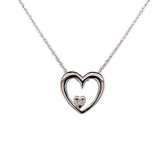 Eternal Elegance Sterling Silver Heart Necklace w/Diamond