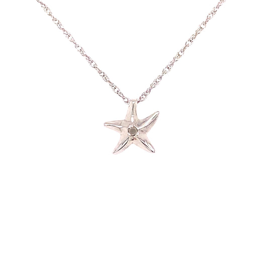 Silver Elegance Cubic Zirconia Sterling Silver Starfish Pendant & Necklace