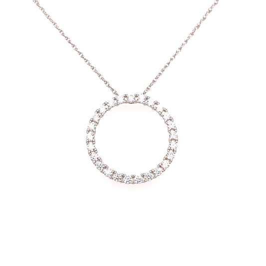 Silver Elegance Cubic Zirconia Sterling Silver Circle Pendant & Necklace