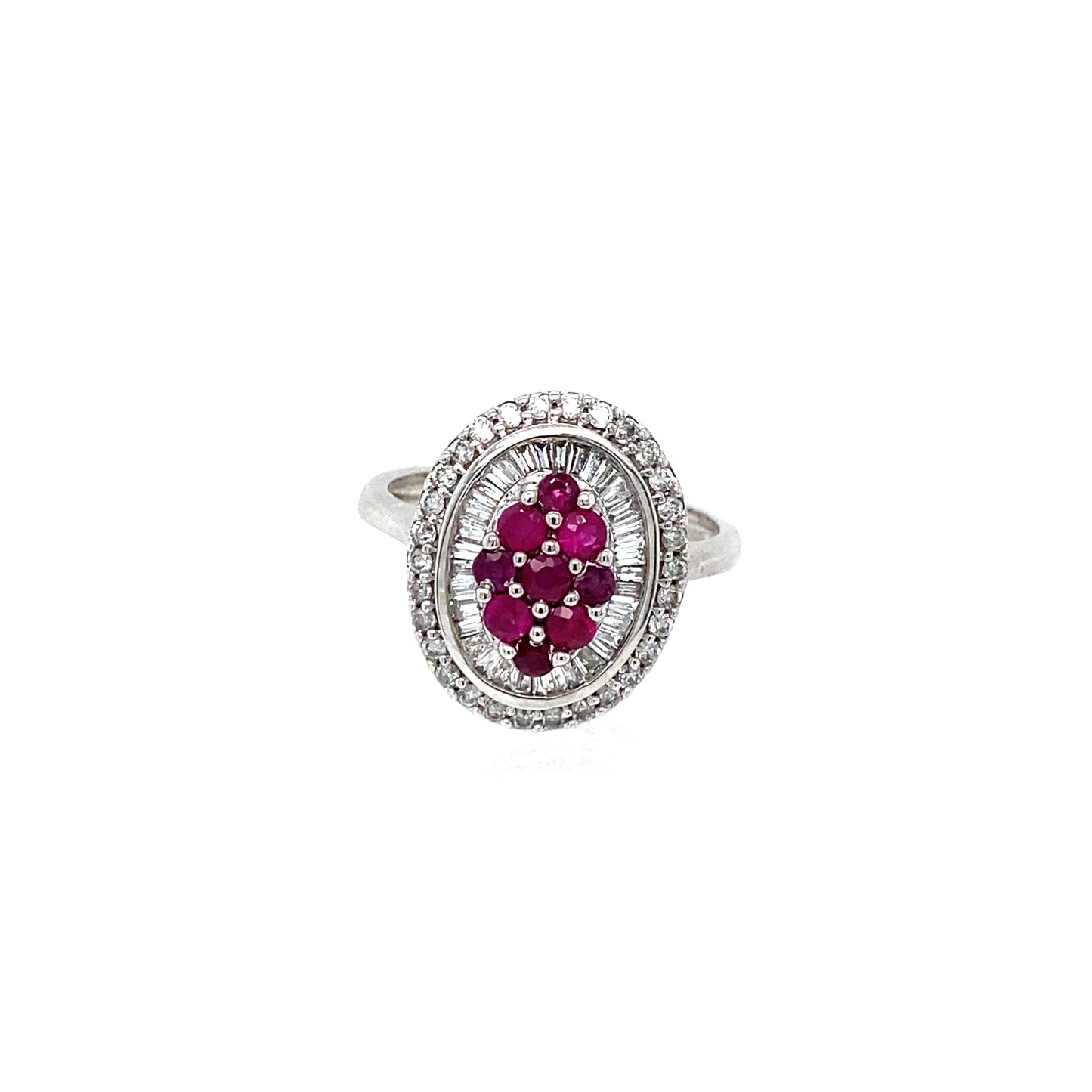 14K White Gold Ruby & Diamond Gemstone Ring