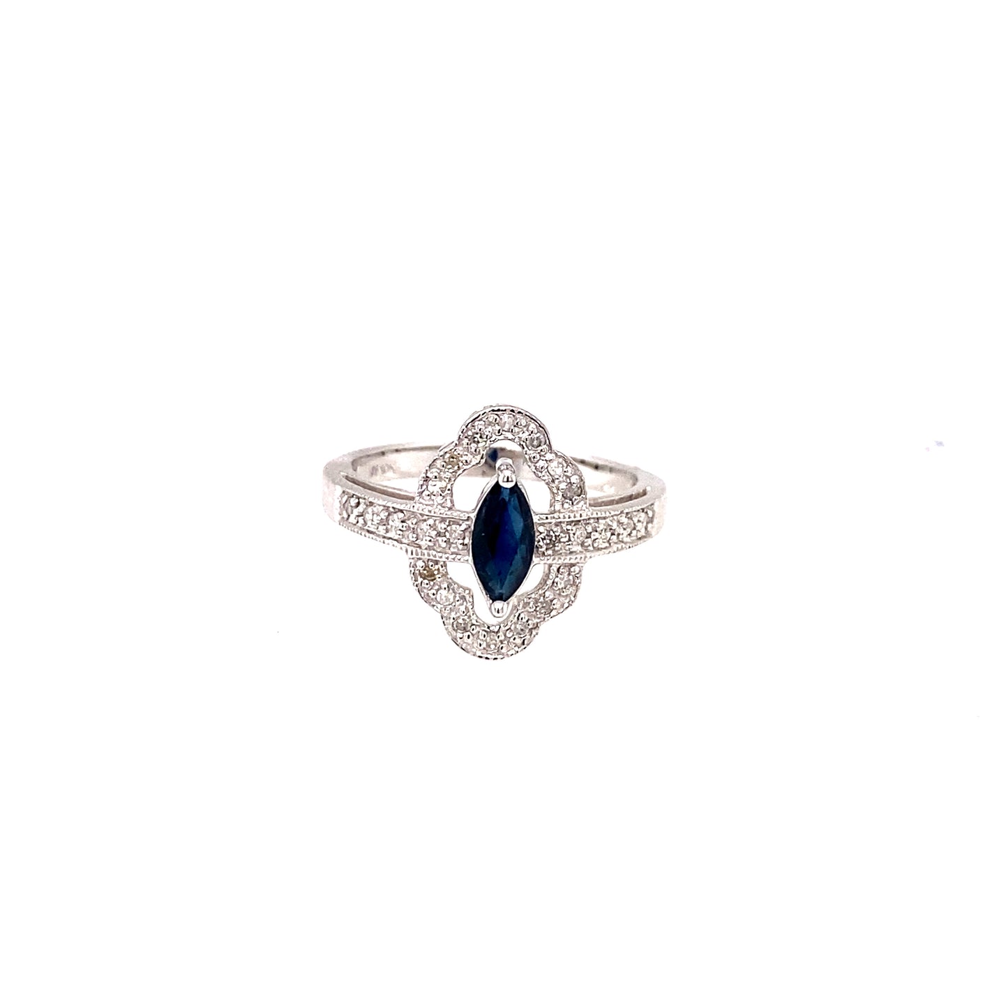 10K White Gold Blue Sapphire Fashion Ring