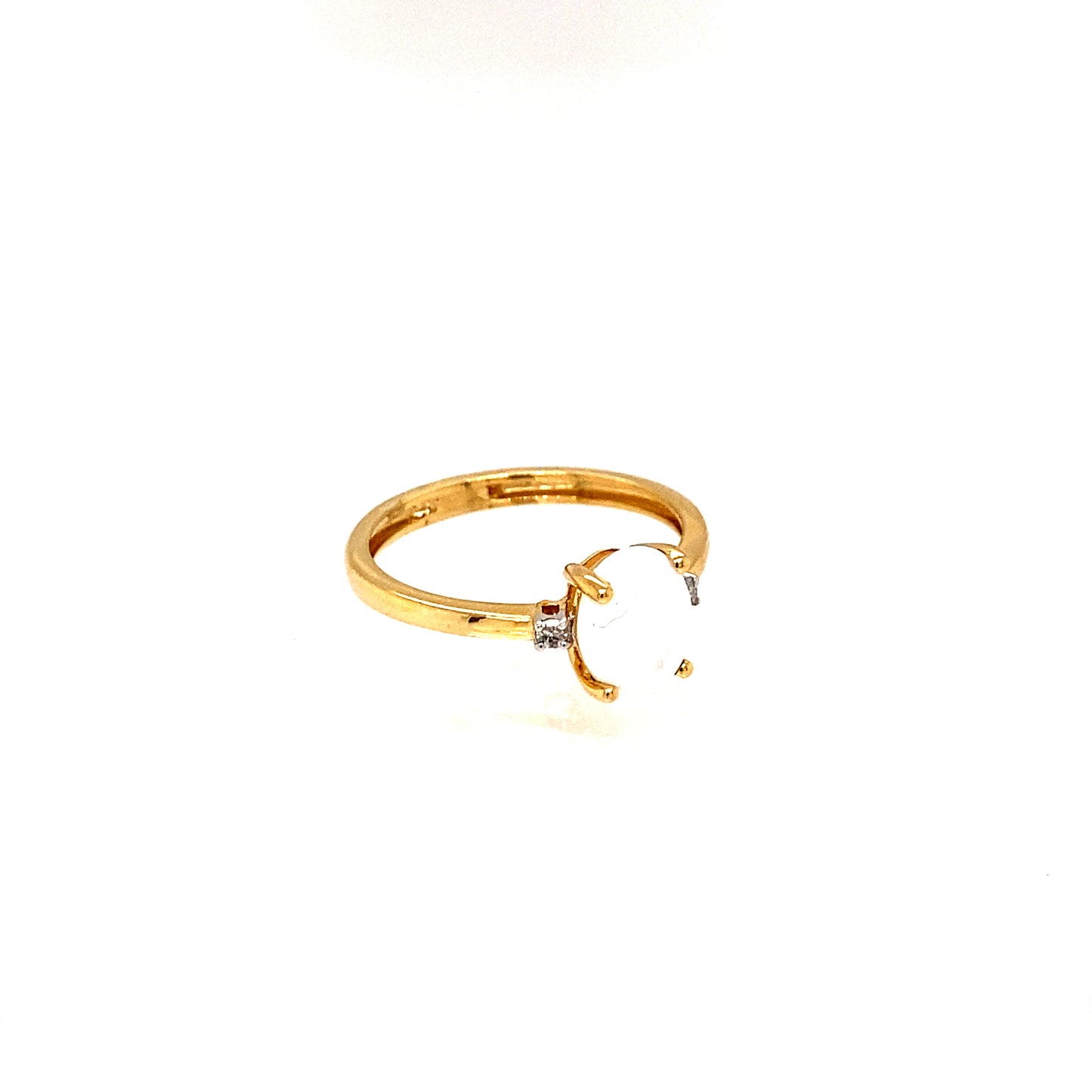 14K Yellow Gold Opal & Diamond Ring