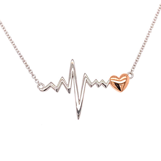 Silver Elegance Sterling Silver Heartbeat Necklace