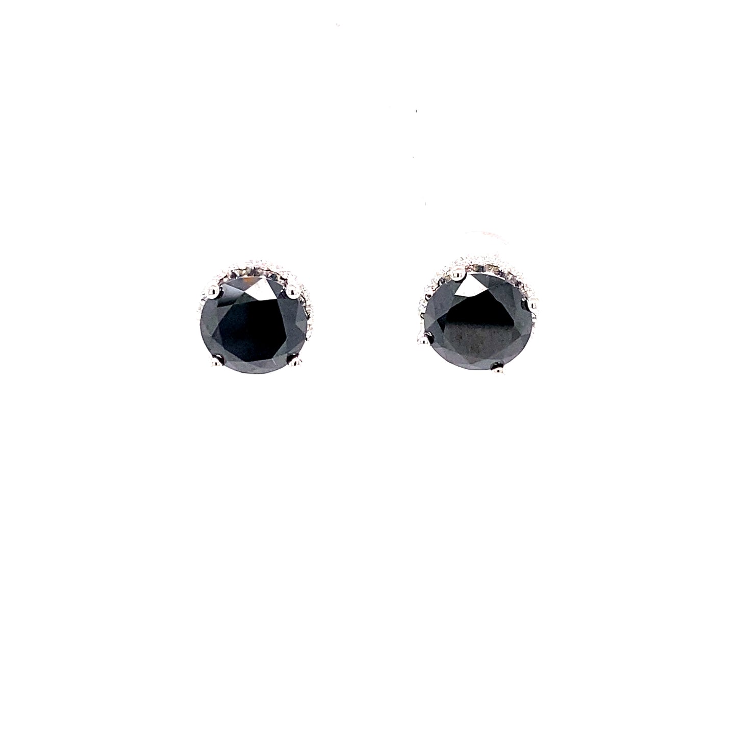 Silver Elegance Black CZ Sterling Silver Stud Earrings