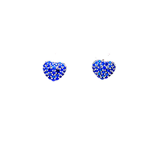 Pure Elegance Blue CZ Heart Shaped Sterling Silver Stud Earrings