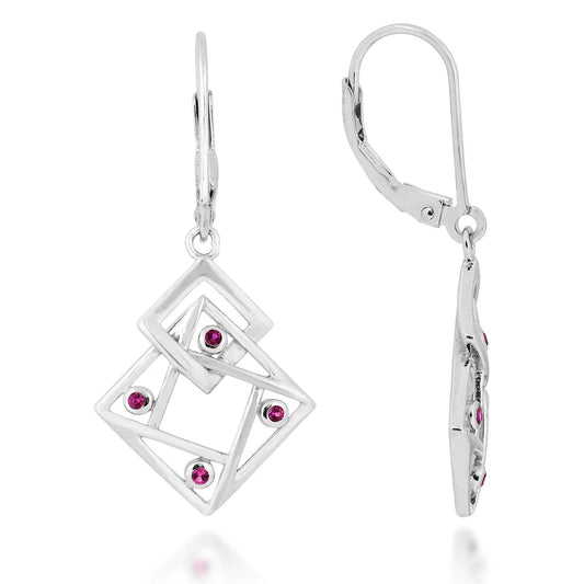 Pure Elegance Ruby Geometric Earrings