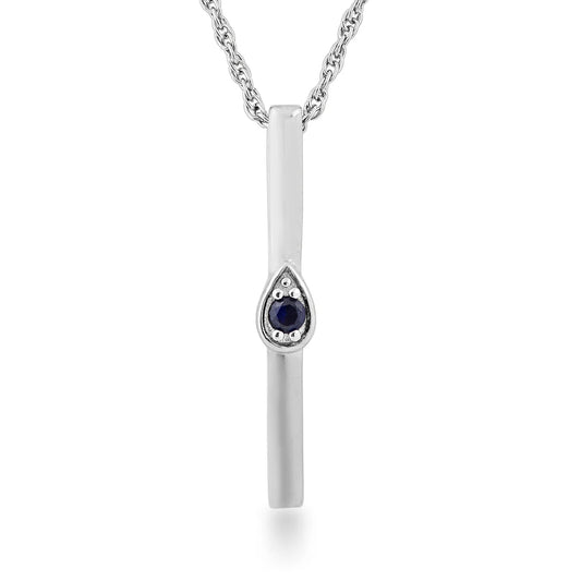 Pure Elegance Sapphire Vertical Bar Necklace