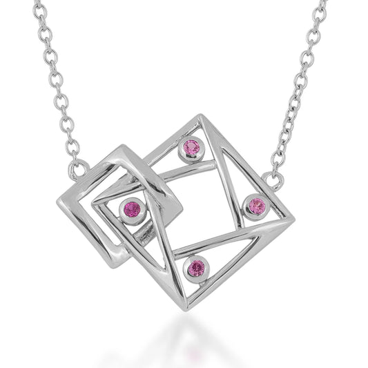 Pure Elegance Ruby Geometric Pendant Necklace