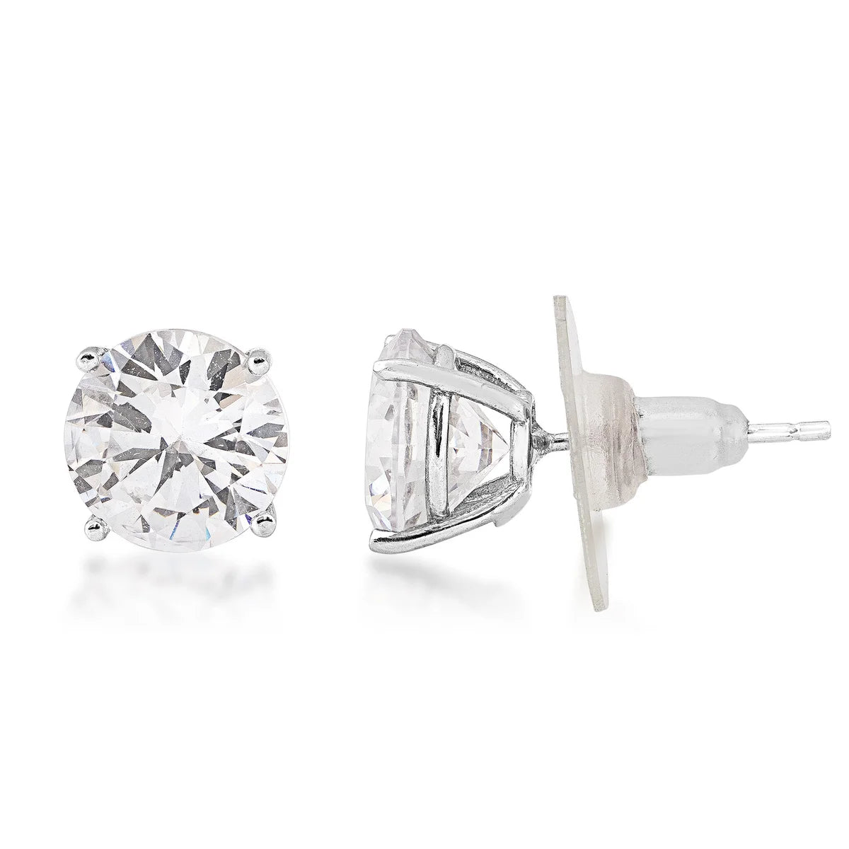 Silver Elegance Cubic Zirconia Stud Earrings