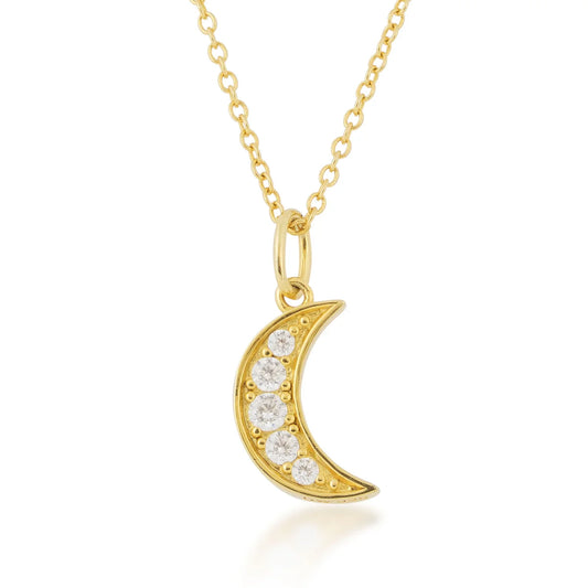Silver Elegance Cubic Zirconia Layering Moon Necklace
