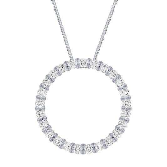 Silver Elegance Cubic Zirconia Circle Pendant Necklace