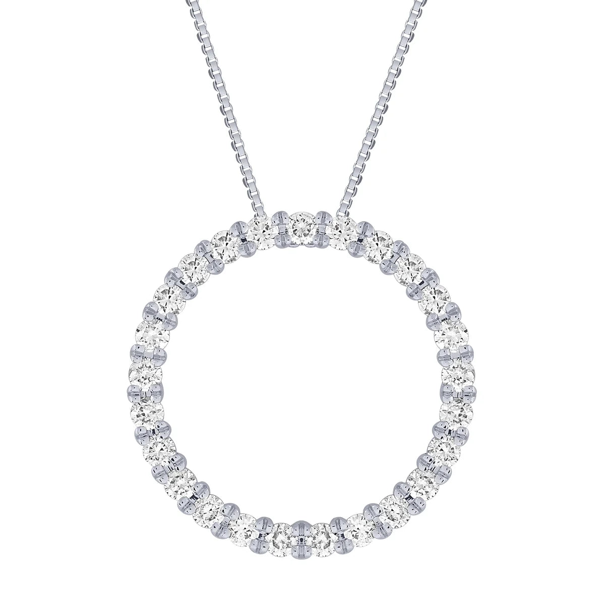 Silver Elegance Cubic Zirconia Circle Pendant Necklace