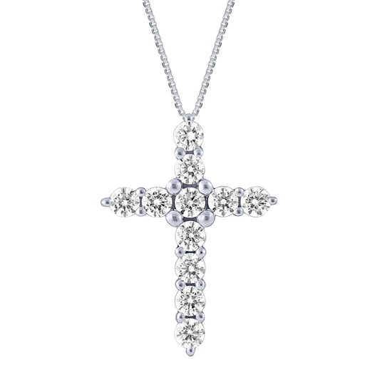 Silver Elegance Cubic Zirconia Cross Pendant Necklace