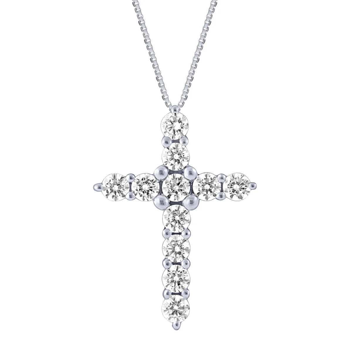 Silver Elegance Cubic Zirconia Cross Pendant Necklace