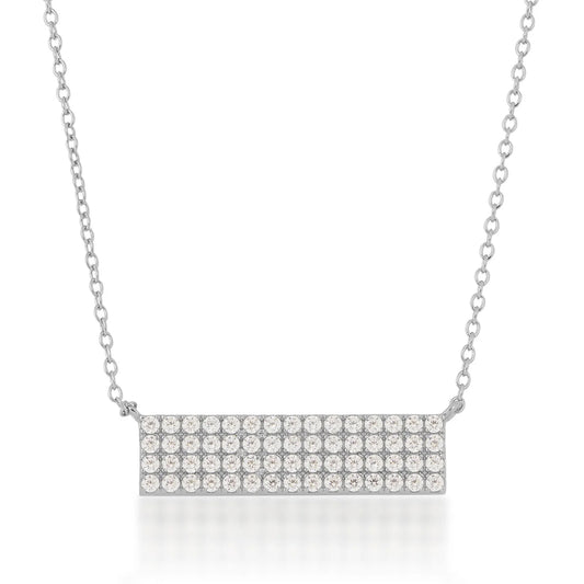 Silver Elegance Triple Bar Cubic Zirconia Necklace
