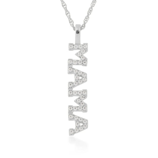 Silver Elegance Cubic Zirconia Mama Necklace
