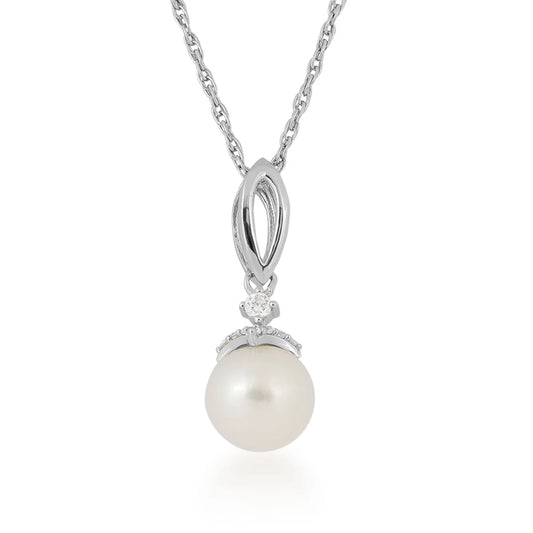 Silver Elegance Pearl & Cubic Zirconia Necklace